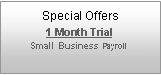 Text Box: Special Offers
1 Month Trial
Small Business Payroll