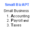 Text Box: Small BizAPTSmall Business1. Accounting2. Payroll and 3. Taxes